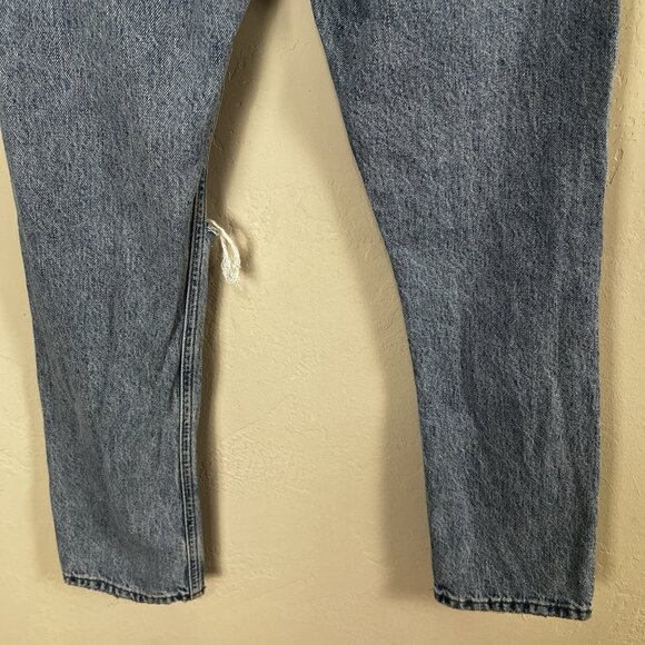 Agolde Riley High Rise Straight Crop Jeans Size 23 Blitz Wash Denim Button Fly - Picture 9 of 14